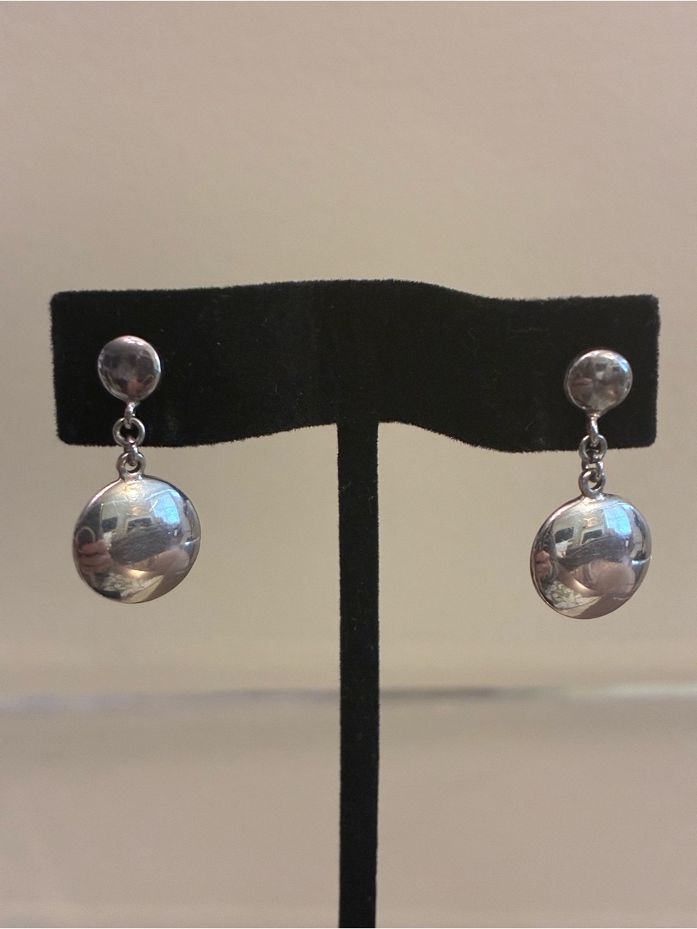 Polished .925 Sterling Silver Drop Disc Earrings